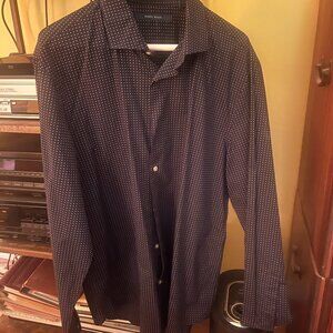Perry Ellis Men's LG blue-patterned 100% cotton long-sleeved dress shirt